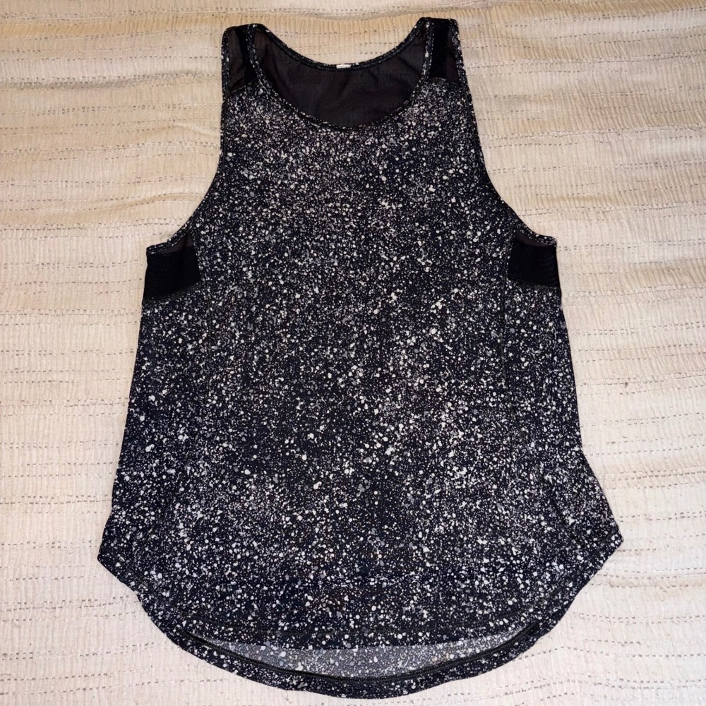 Lululemon Sculpt Tank Top Black White Splatter Mesh Racerback Size 2